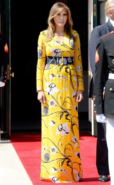 melania trump yellow dress dior|Melania Trump wears head.